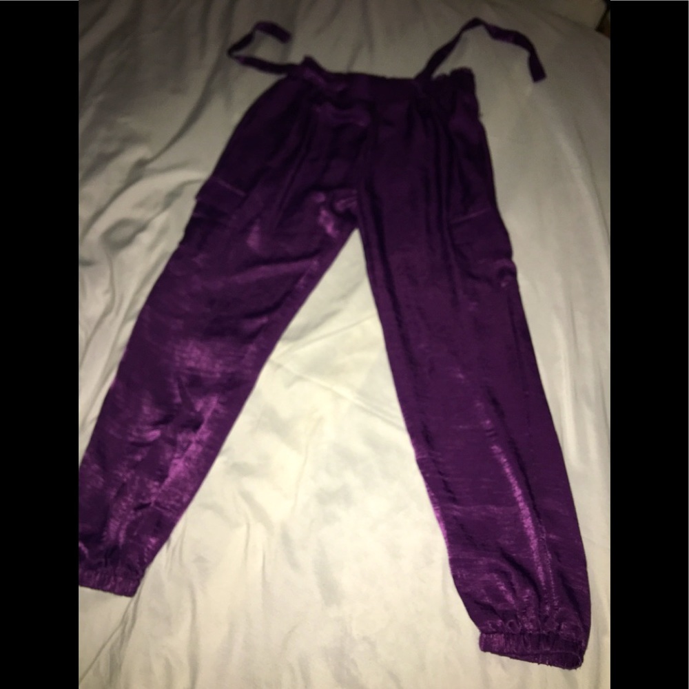 Satin Look Cargo Jogger Pants Junior Size M & L
